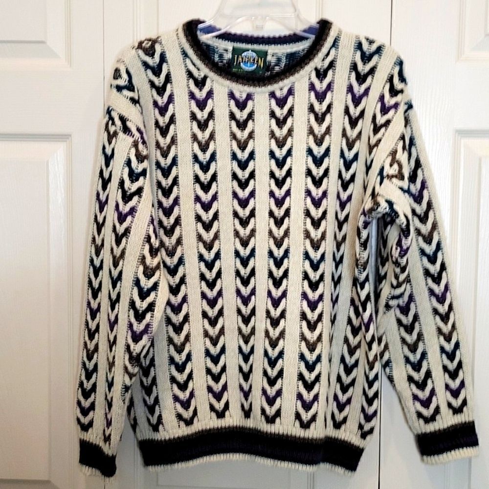 JANTZEN Multicolored Heavy Crewneck Sweater Size Medium